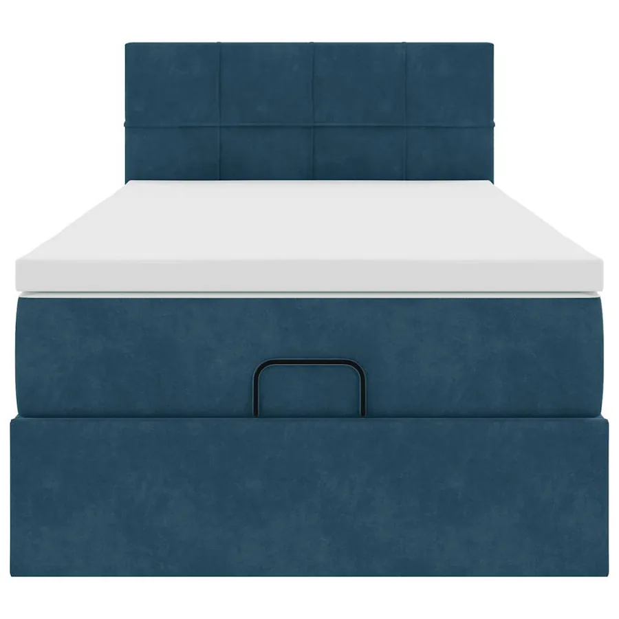 Cadre de lit ottoman avec matelas bleu foncé 90x190 cm velours - 7