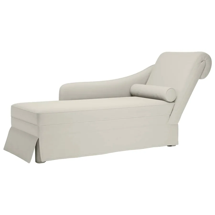 Fauteuil long avec traversin et accoudoir droit crème velours