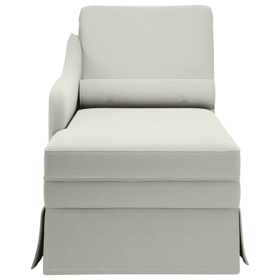 Fauteuil long avec traversin et accoudoir droit crème velours - 4