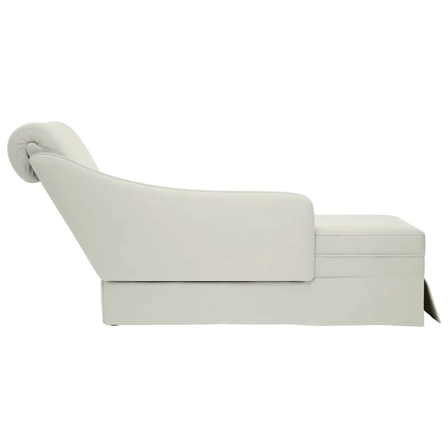 Fauteuil long avec traversin et accoudoir droit crème velours - 5