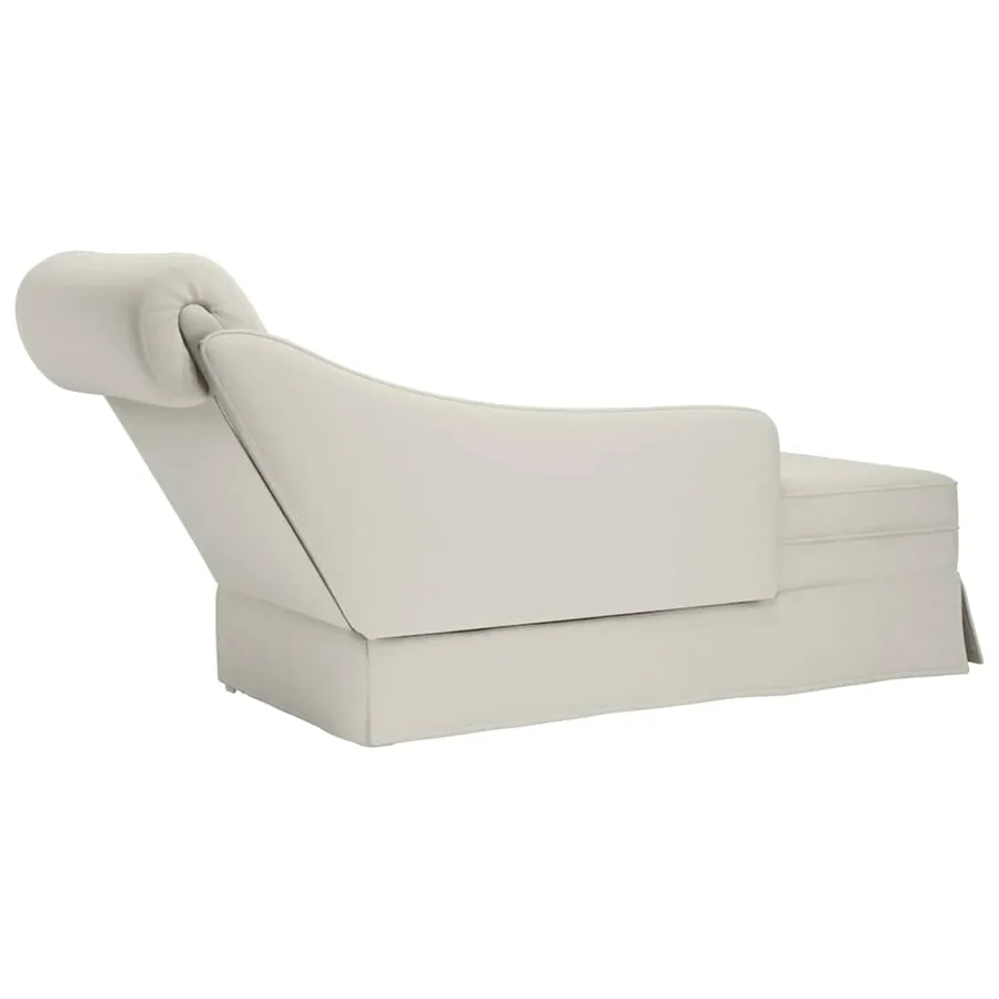 Fauteuil long avec traversin et accoudoir droit crème velours - 6