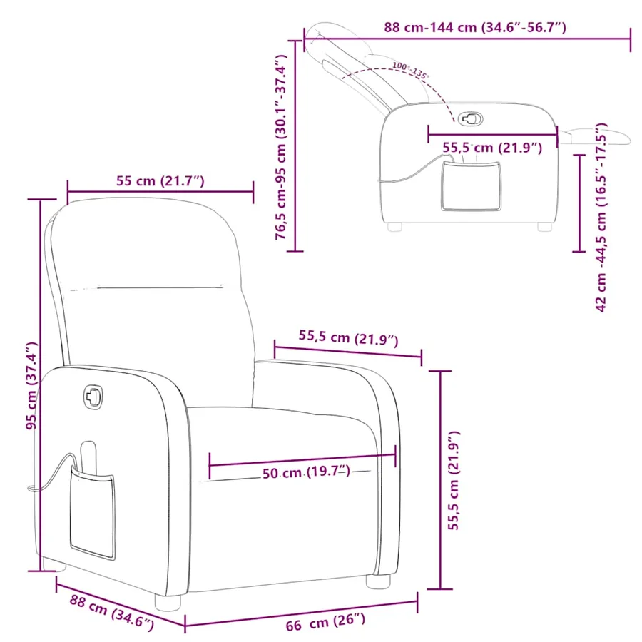 Fauteuil de massage inclinable Marron Tissu - 13