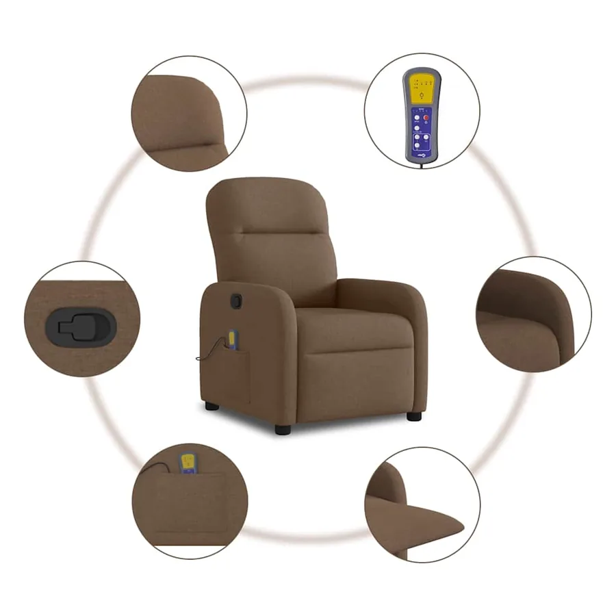 Fauteuil de massage inclinable Marron Tissu - 8