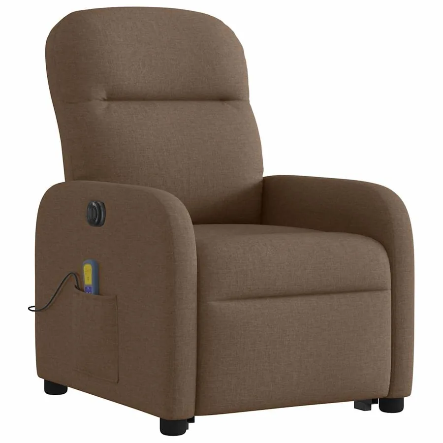Fauteuil inclinable de massage électrique Marron Tissu - 4