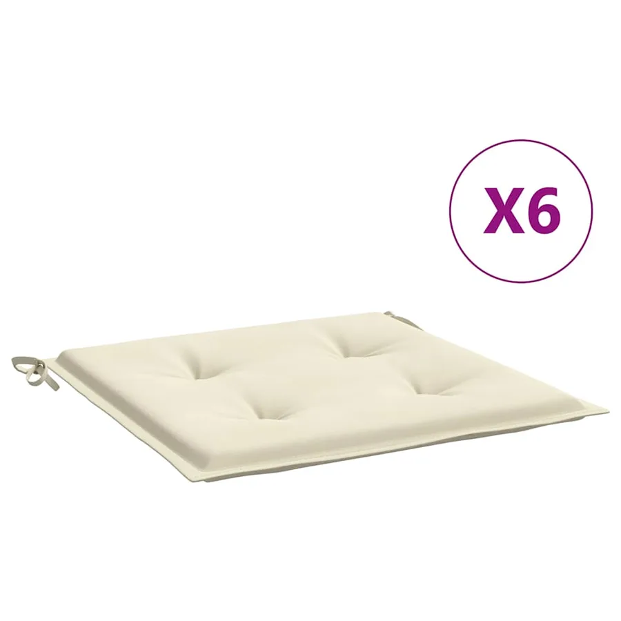 Coussins de chaise jardin lot de 6 crème 40x40x4cm tissu oxford - 2