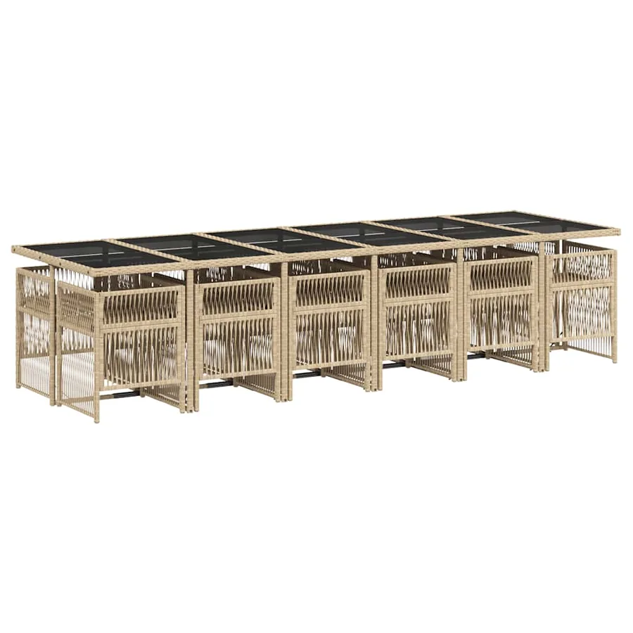 Ensemble à manger de jardin et coussins 13 pcs beige - 3