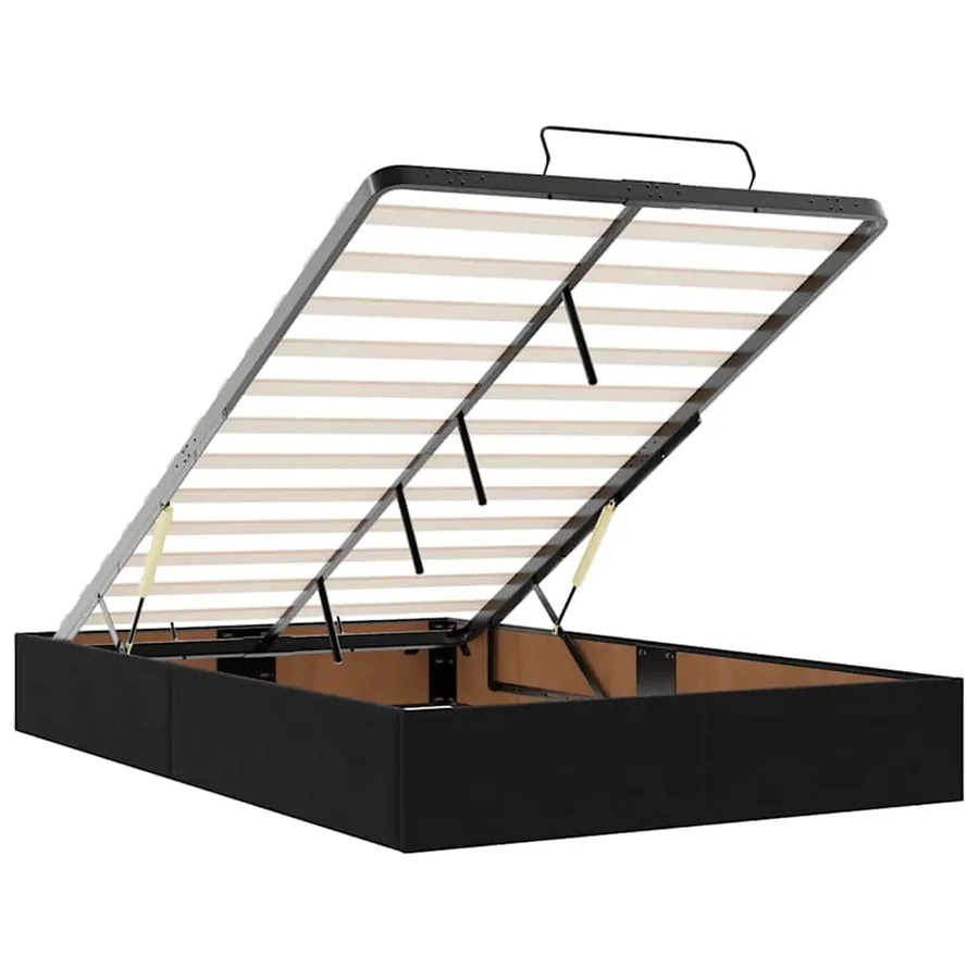 Lit ottoman avec matelas noir 120x190 cm velours - 12