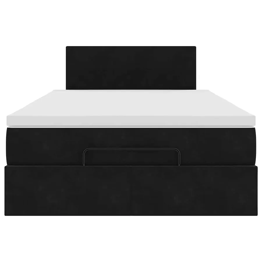 Lit ottoman avec matelas noir 120x190 cm velours - 7