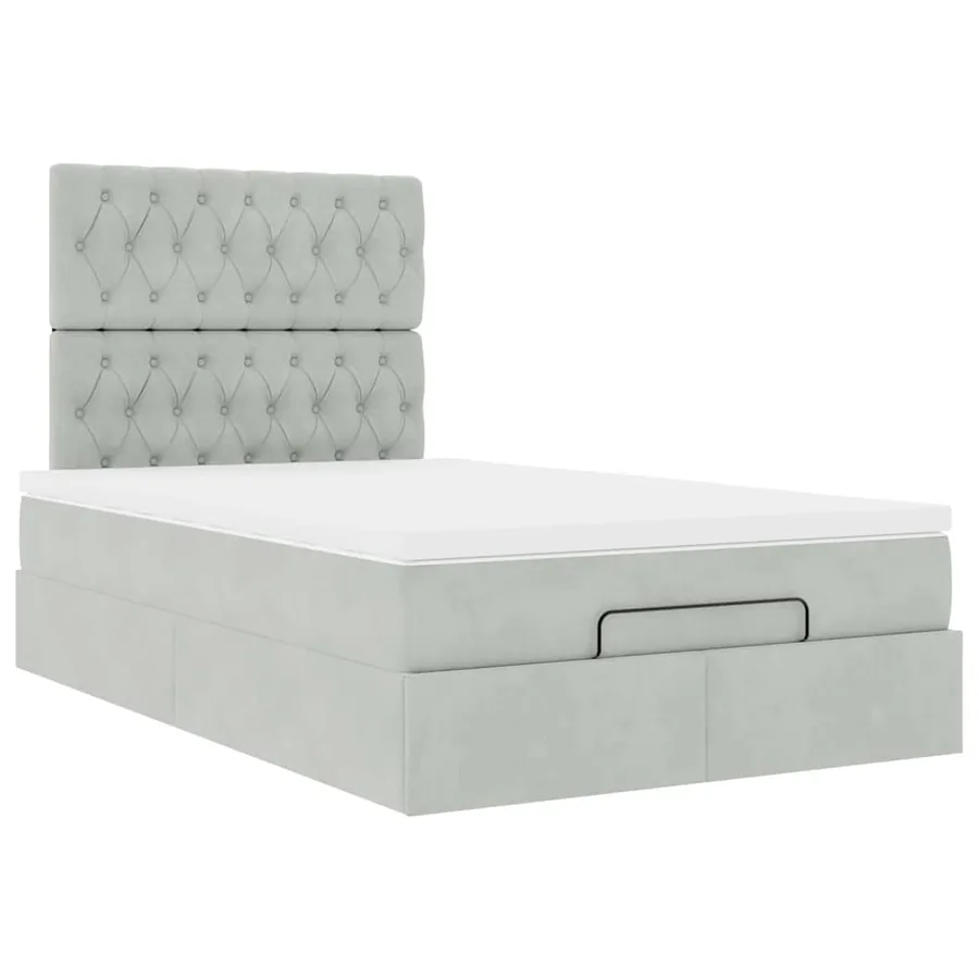Cadre de lit ottoman avec matelas gris clair 120x190 cm velours - 6