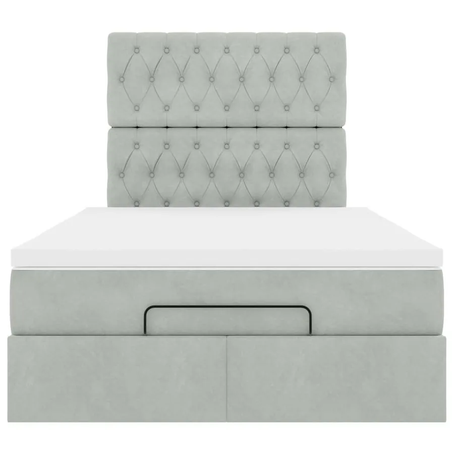 Cadre de lit ottoman avec matelas gris clair 120x190 cm velours - 7