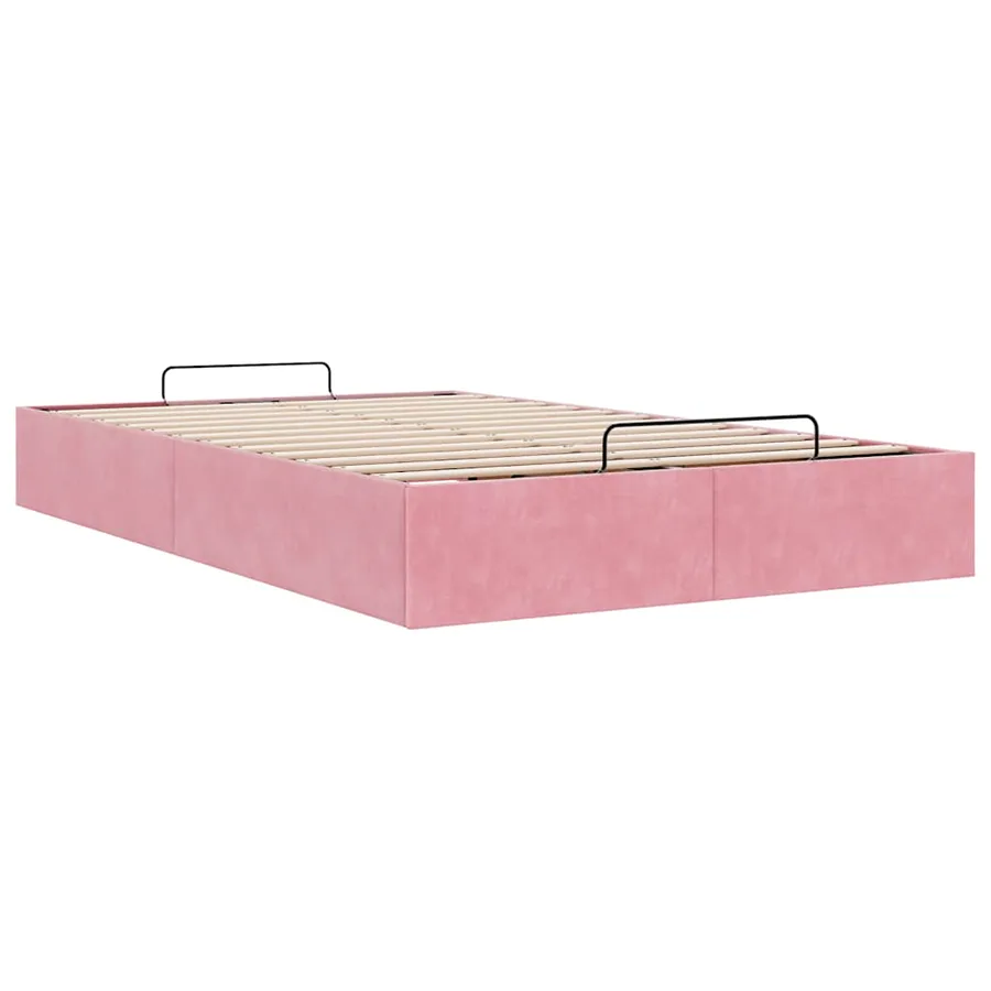 Cadre de lit ottoman sans matelas rose 120x190 cm velours - 6