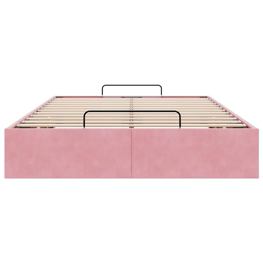 Cadre de lit ottoman sans matelas rose 120x190 cm velours - 7
