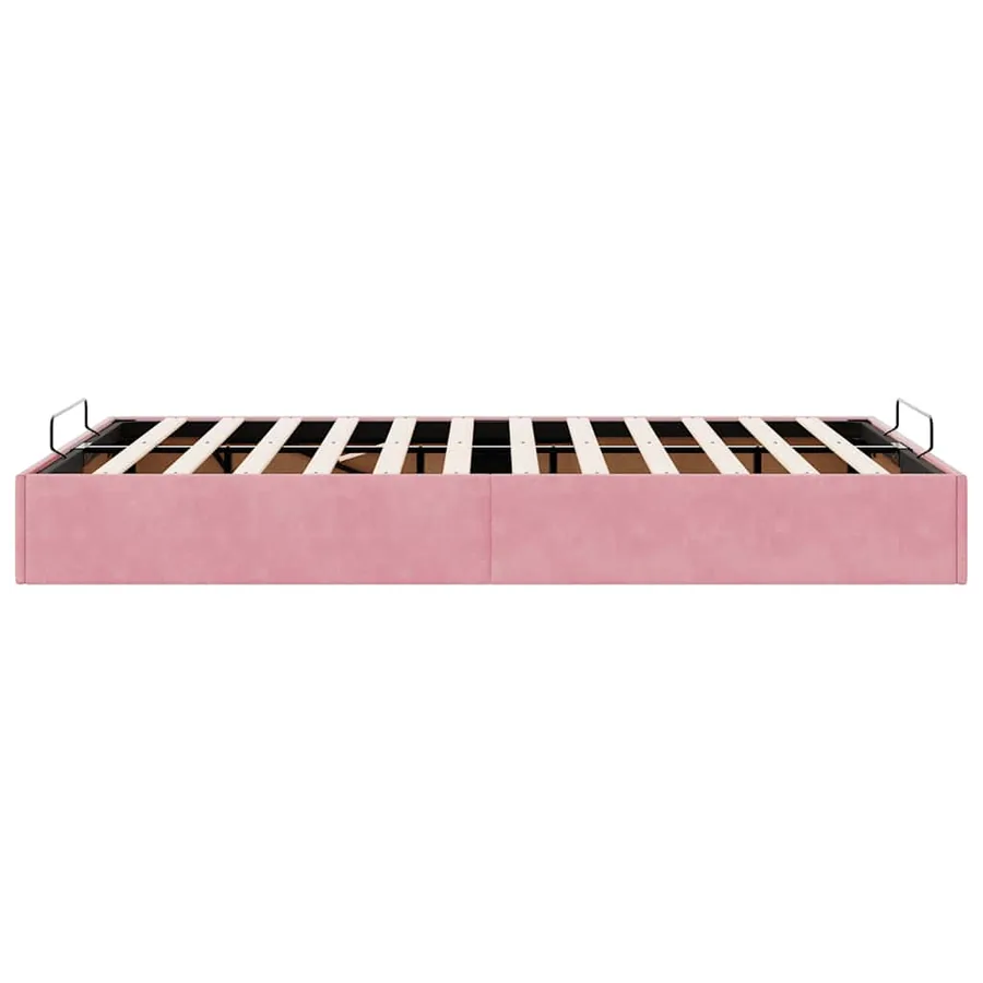 Cadre de lit ottoman sans matelas rose 120x190 cm velours - 8