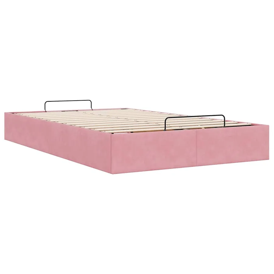 Cadre de lit ottoman sans matelas rose 120x190 cm velours - 9