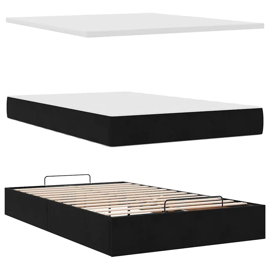 Lit ottoman avec matelas noir 120x190 cm velours - 8
