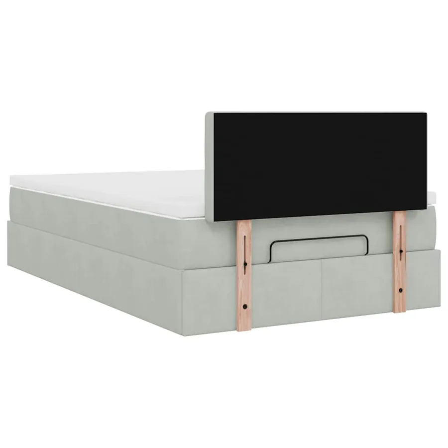 Lit ottoman avec matelas et LED gris clair 120x190cm velours - 12