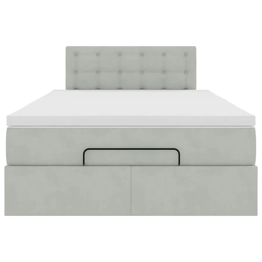 Lit ottoman avec matelas et LED gris clair 120x190cm velours - 8