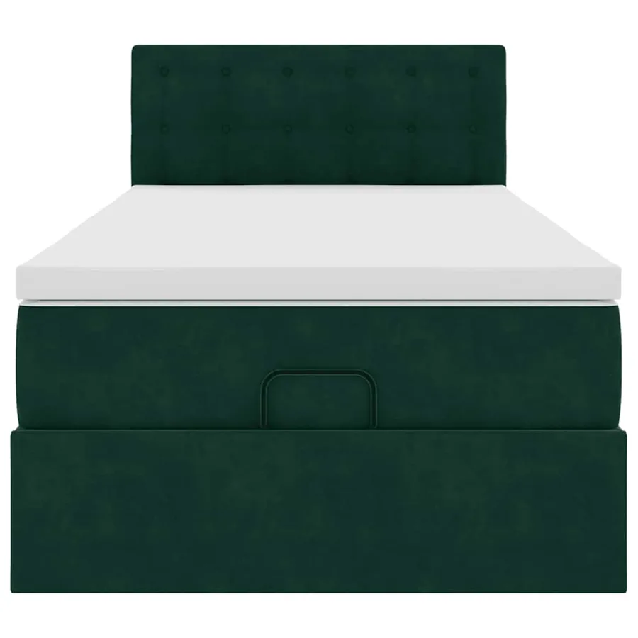 Cadre de lit ottoman avec matelas vert foncé 90x190 cm velours - 7
