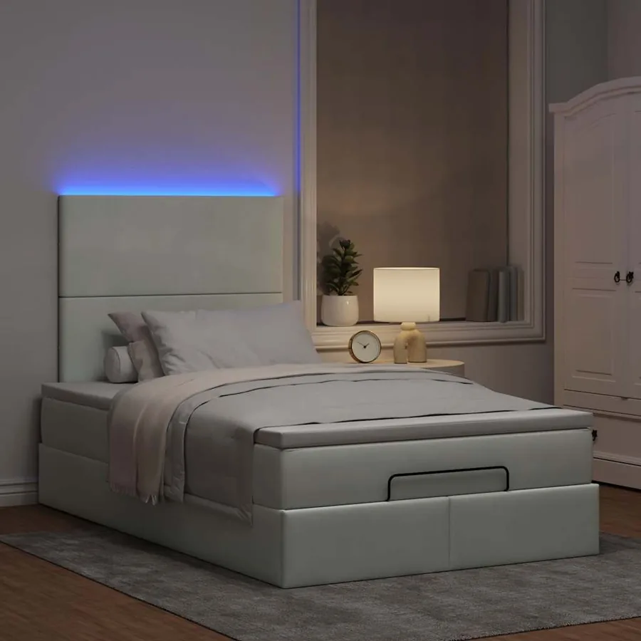 Cadre de lit ottoman avec matelas gris clair 120x190 cm velours - 3