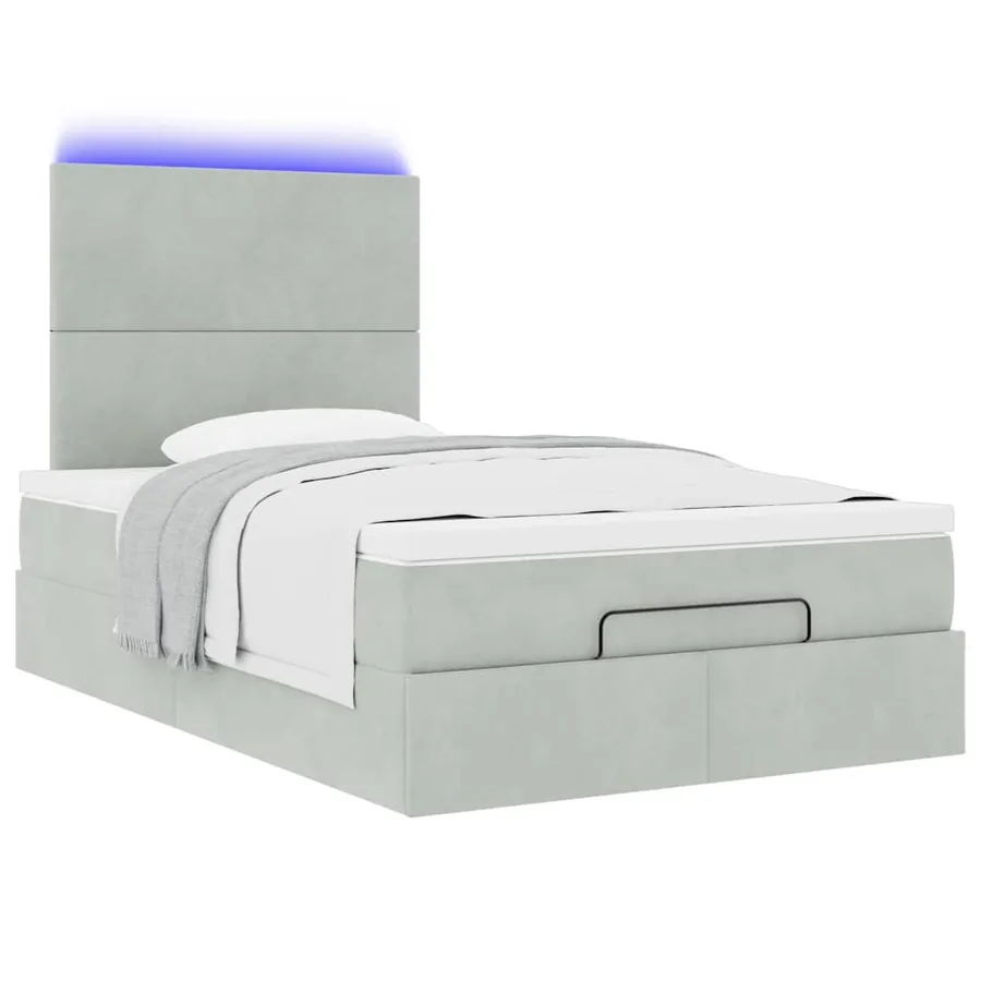 Cadre de lit ottoman avec matelas gris clair 120x190 cm velours - 6