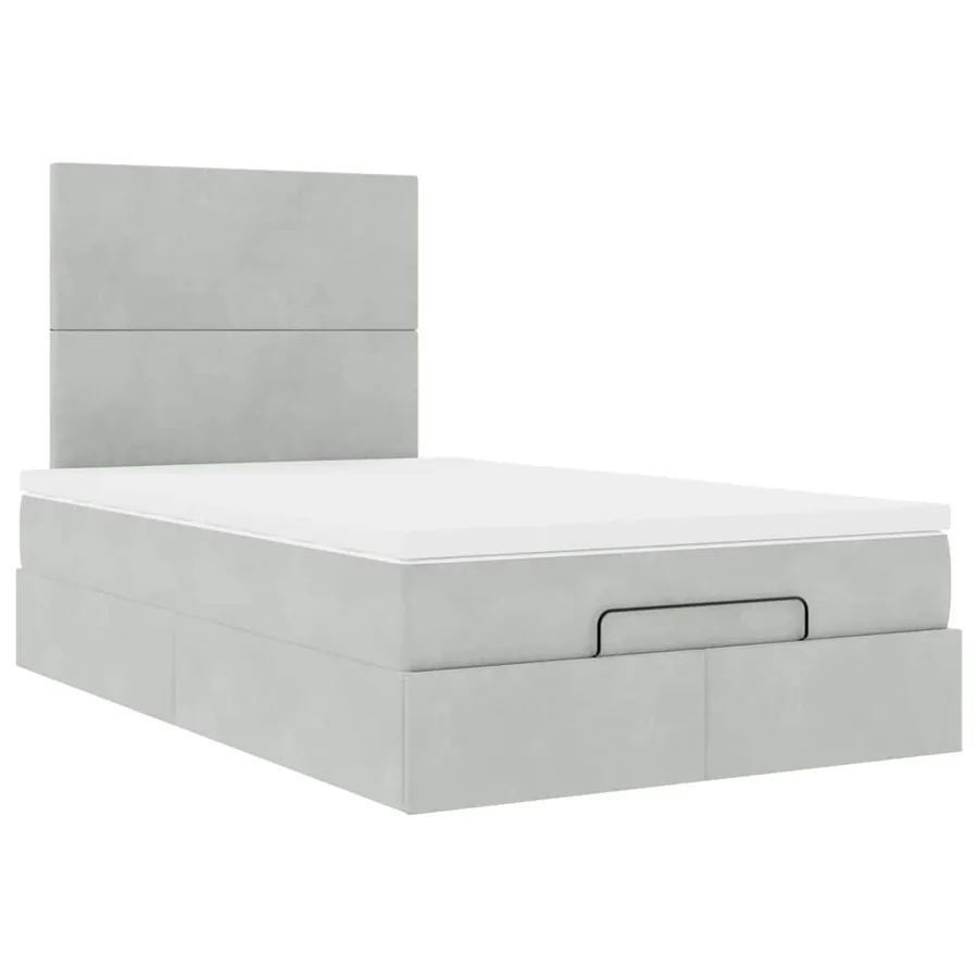 Cadre de lit ottoman avec matelas gris clair 120x190 cm velours - 7