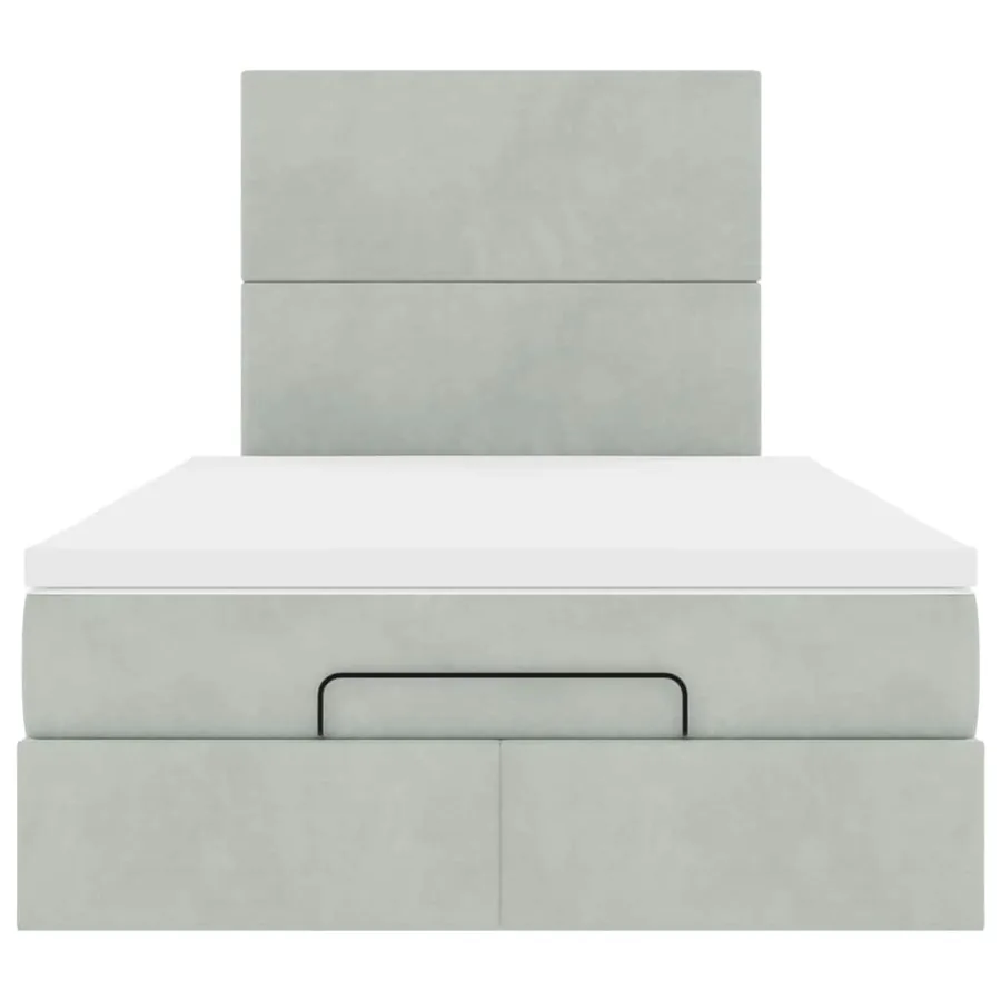 Cadre de lit ottoman avec matelas gris clair 120x190 cm velours - 8