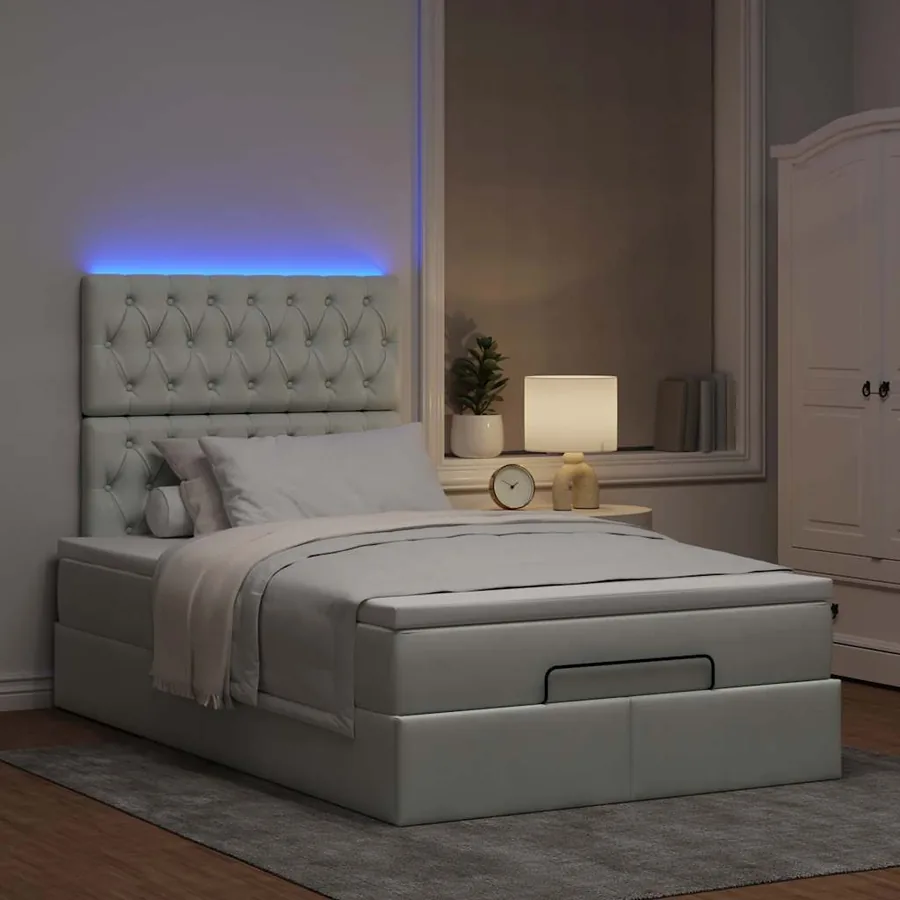 Cadre de lit ottoman avec matelas gris clair 120x190 cm velours - 3