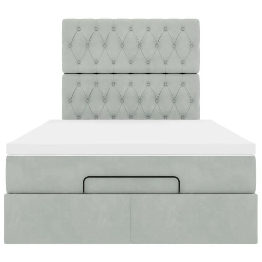 Cadre de lit ottoman avec matelas gris clair 120x190 cm velours - 8