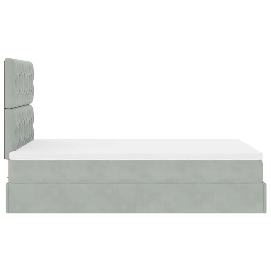 Cadre de lit ottoman avec matelas gris clair 120x190 cm velours - 9
