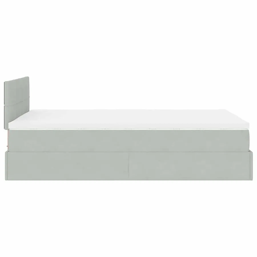 Lit ottoman avec matelas et LED gris clair 120x190cm velours - 11