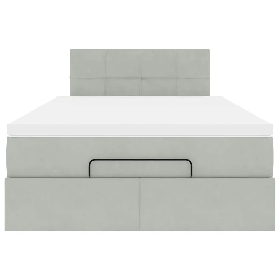 Lit ottoman avec matelas et LED gris clair 120x190cm velours - 8