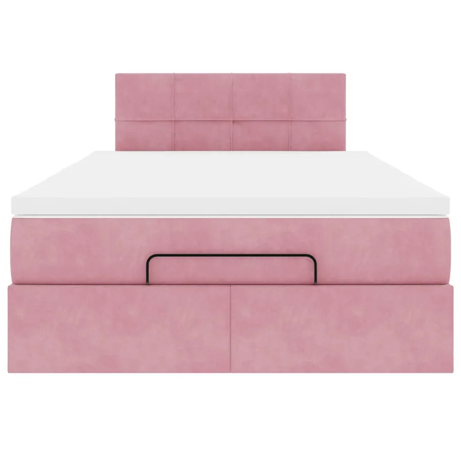 Lit ottoman avec matelas rose 120x190 cm velours - 6