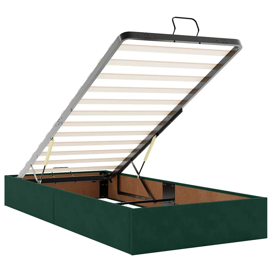 Cadre de lit ottoman avec matelas vert foncé 90x190 cm velours - 11