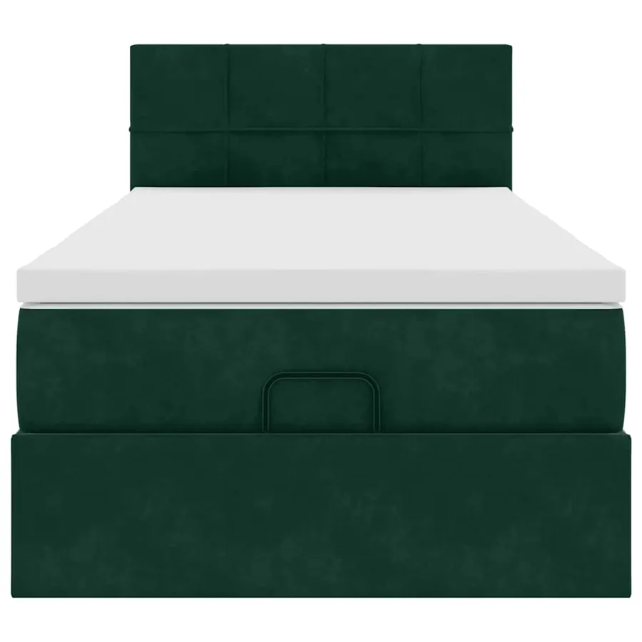 Cadre de lit ottoman avec matelas vert foncé 90x190 cm velours - 6