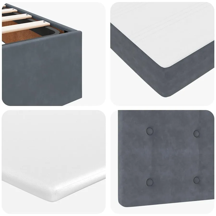 Lit ottoman avec matelas gris foncé 120x190 cm velours - 13