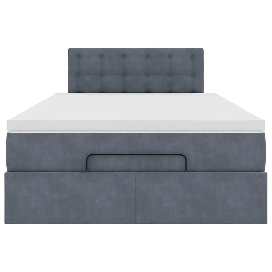 Lit ottoman avec matelas gris foncé 120x190 cm velours - 7