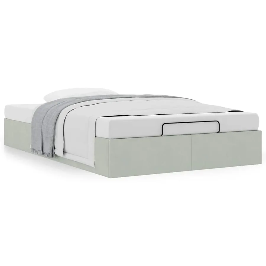 Cadre de lit ottoman sans matelas gris clair 120x190 cm velours - 4