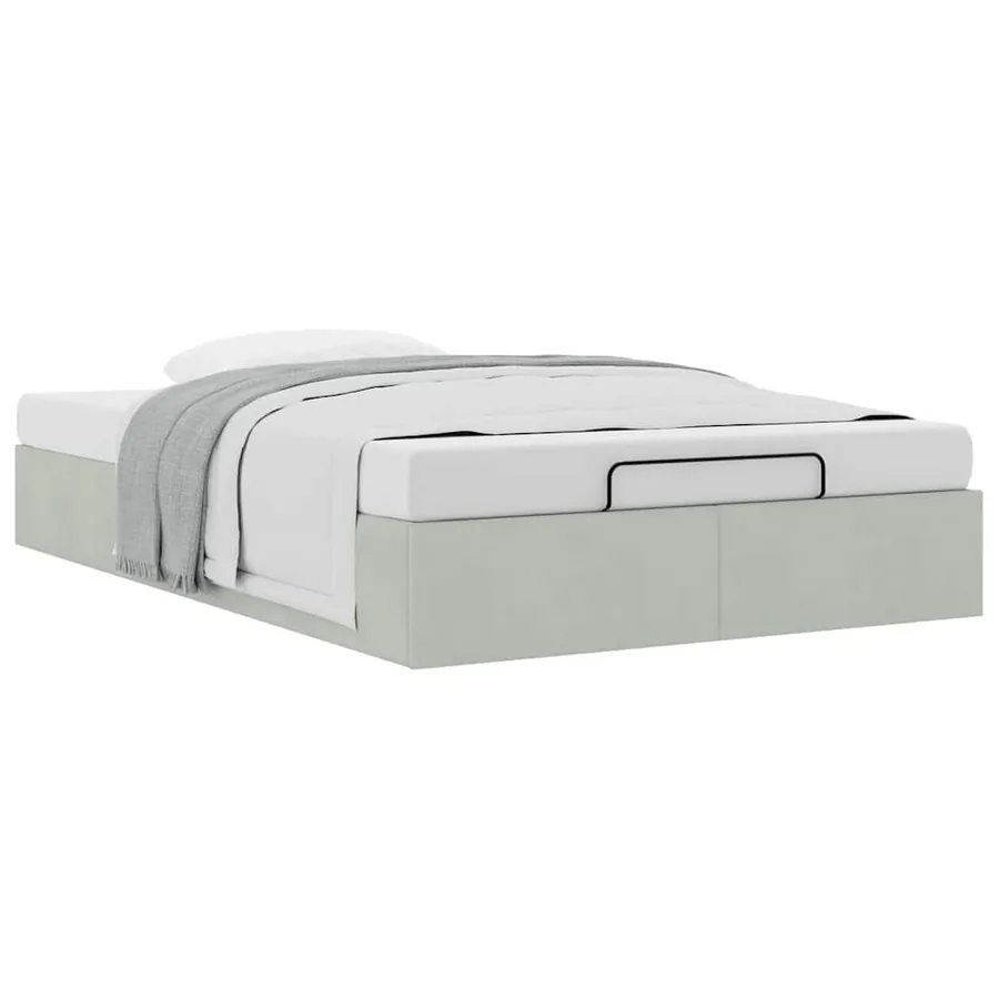 Cadre de lit ottoman sans matelas gris clair 120x190 cm velours - 5