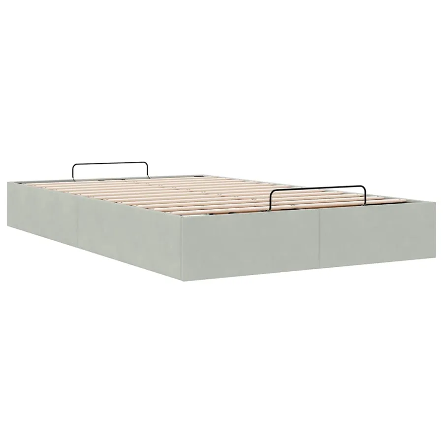 Cadre de lit ottoman sans matelas gris clair 120x190 cm velours - 6