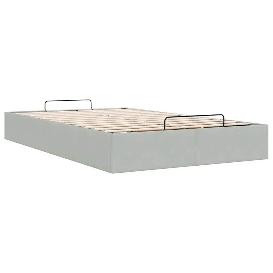 Cadre de lit ottoman sans matelas gris clair 120x190 cm velours - 9