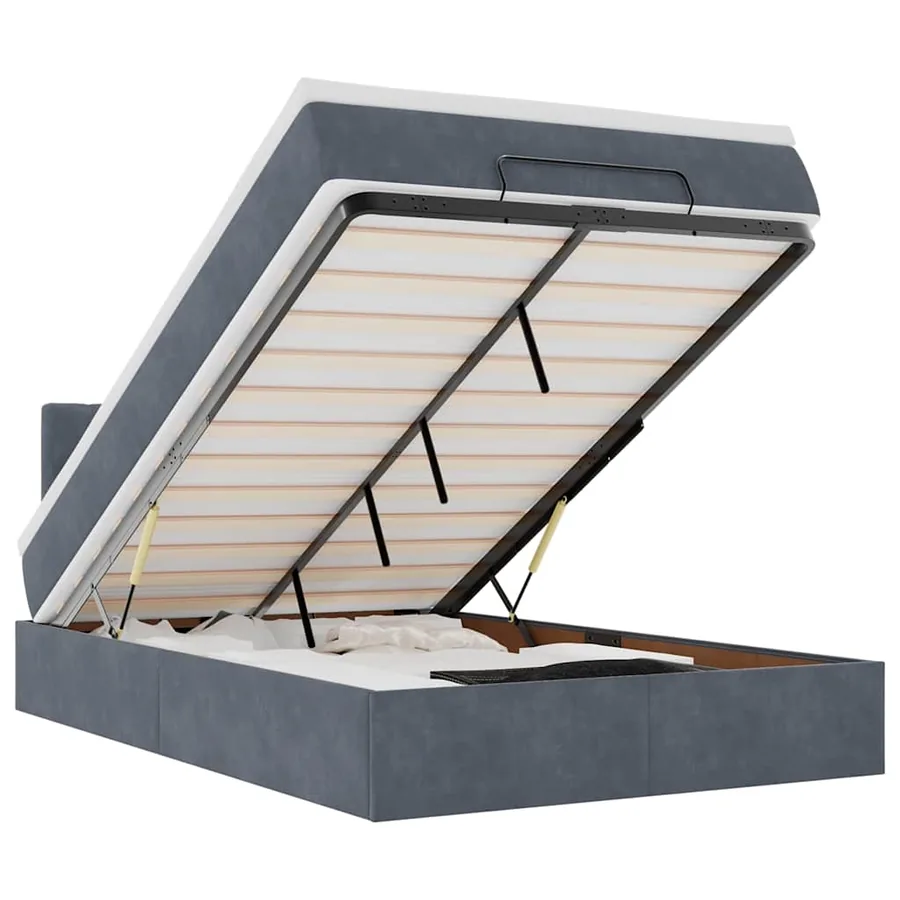 Lit ottoman avec matelas et LED gris foncé 90x200cm - 2