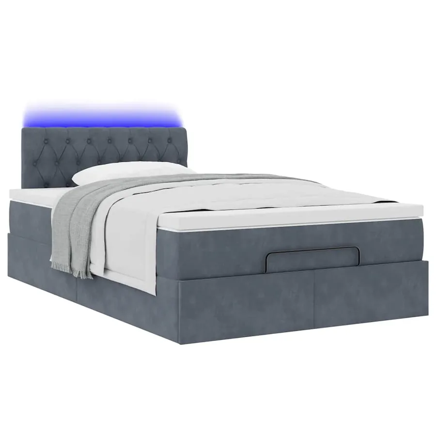Lit ottoman avec matelas et LED gris foncé 90x200cm - 6