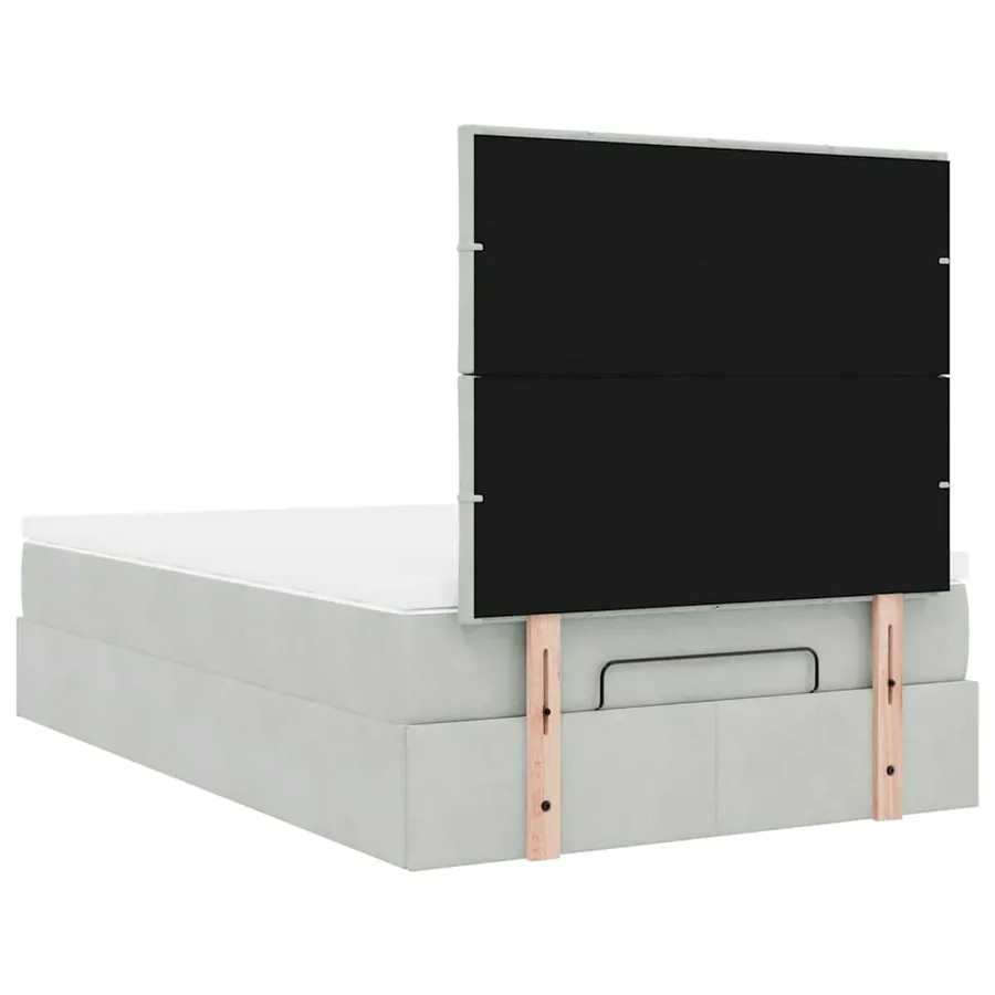 Cadre de lit ottoman et matelas gris clair 120x200 cm velours - 10
