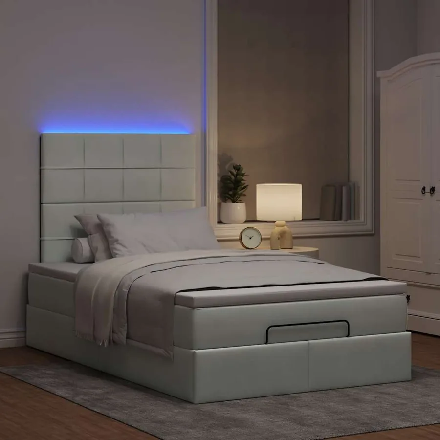Cadre de lit ottoman et matelas gris clair 120x200 cm velours - 3