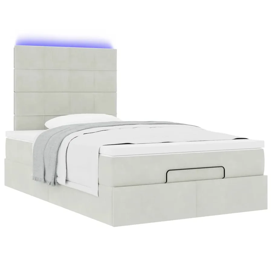 Cadre de lit ottoman et matelas gris clair 120x200 cm velours - 6