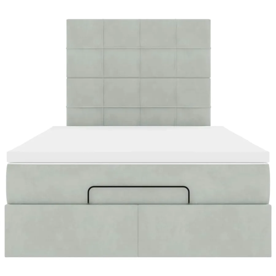 Cadre de lit ottoman et matelas gris clair 120x200 cm velours - 8