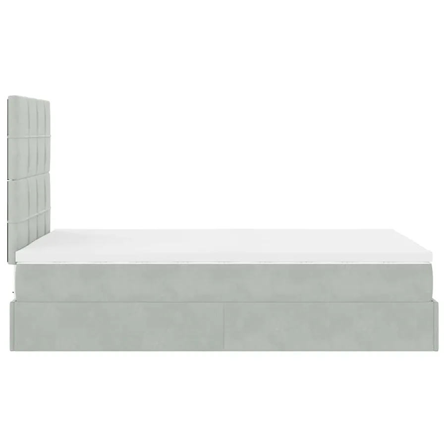 Cadre de lit ottoman et matelas gris clair 120x200 cm velours - 9