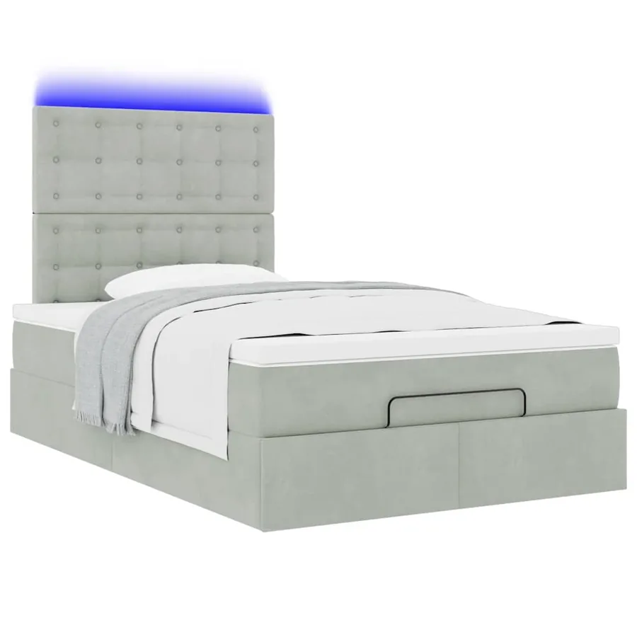 Cadre de lit ottoman et matelas gris clair 120x200 cm velours - 5