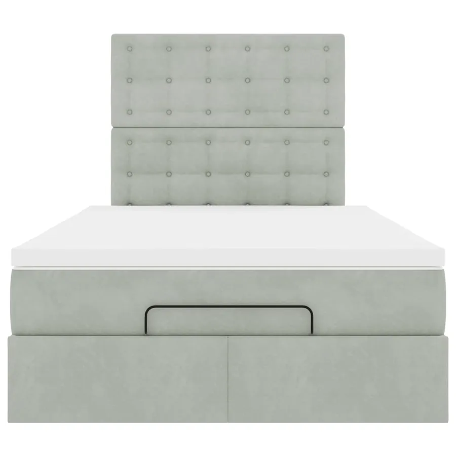 Cadre de lit ottoman et matelas gris clair 120x200 cm velours - 8