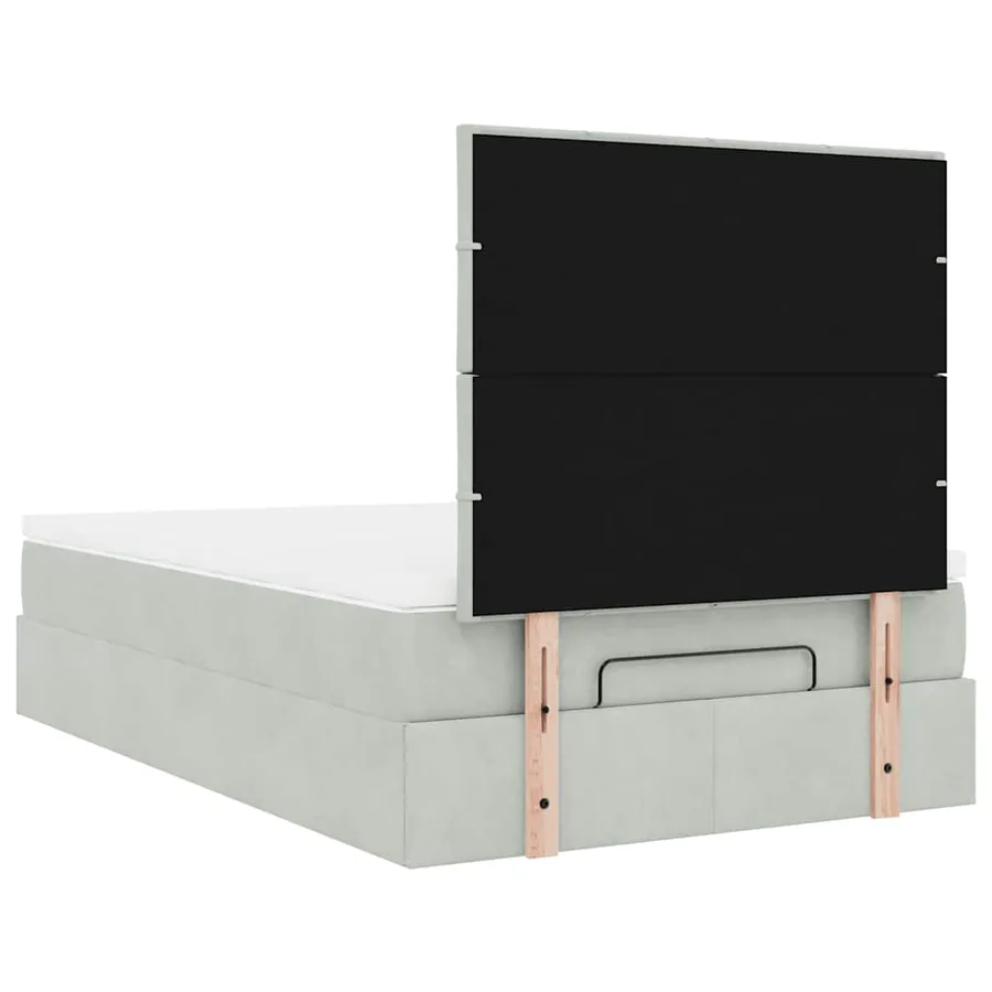 Cadre de lit ottoman avec matelas gris clair 120x190 cm velours - 10